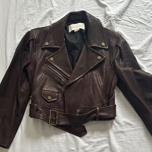 Veronica Beard Chocolate Leather Jacket